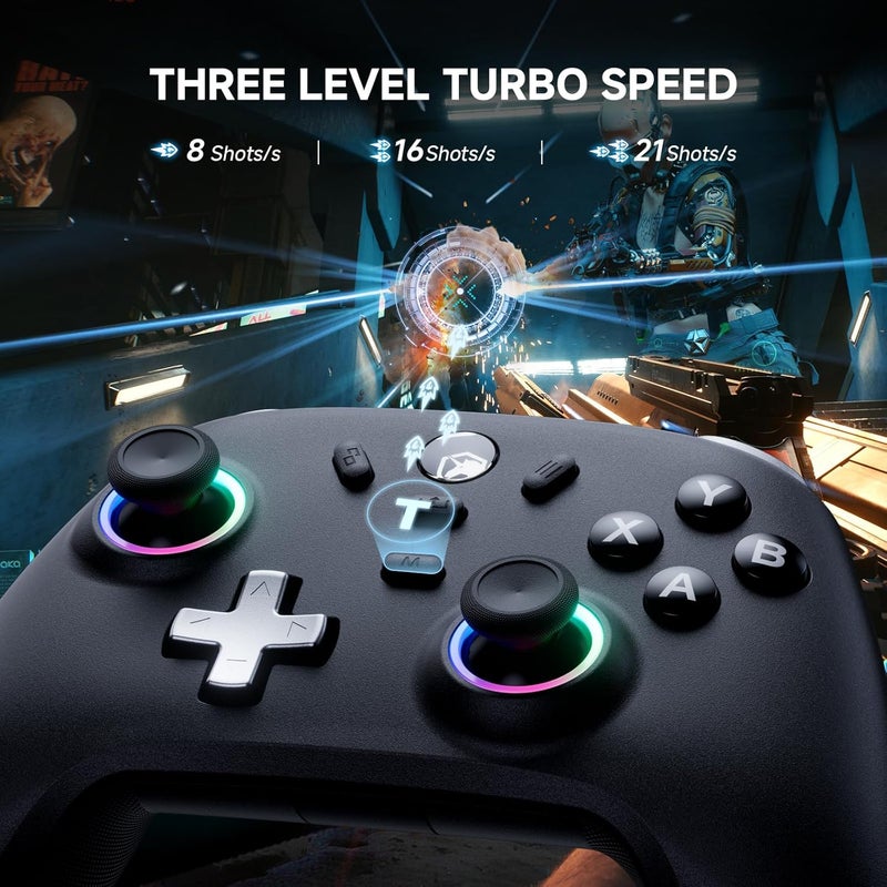 ECHTPower Store PC Gaming Controller–Wireless for PC with Hall-Effect Joysticks, 1000Hz Polling Rate, No Drift, Turbo & Vibration, Compatible with Windows/Switch/iOS/Android/Steam –Place & Charge Dock - Image 5